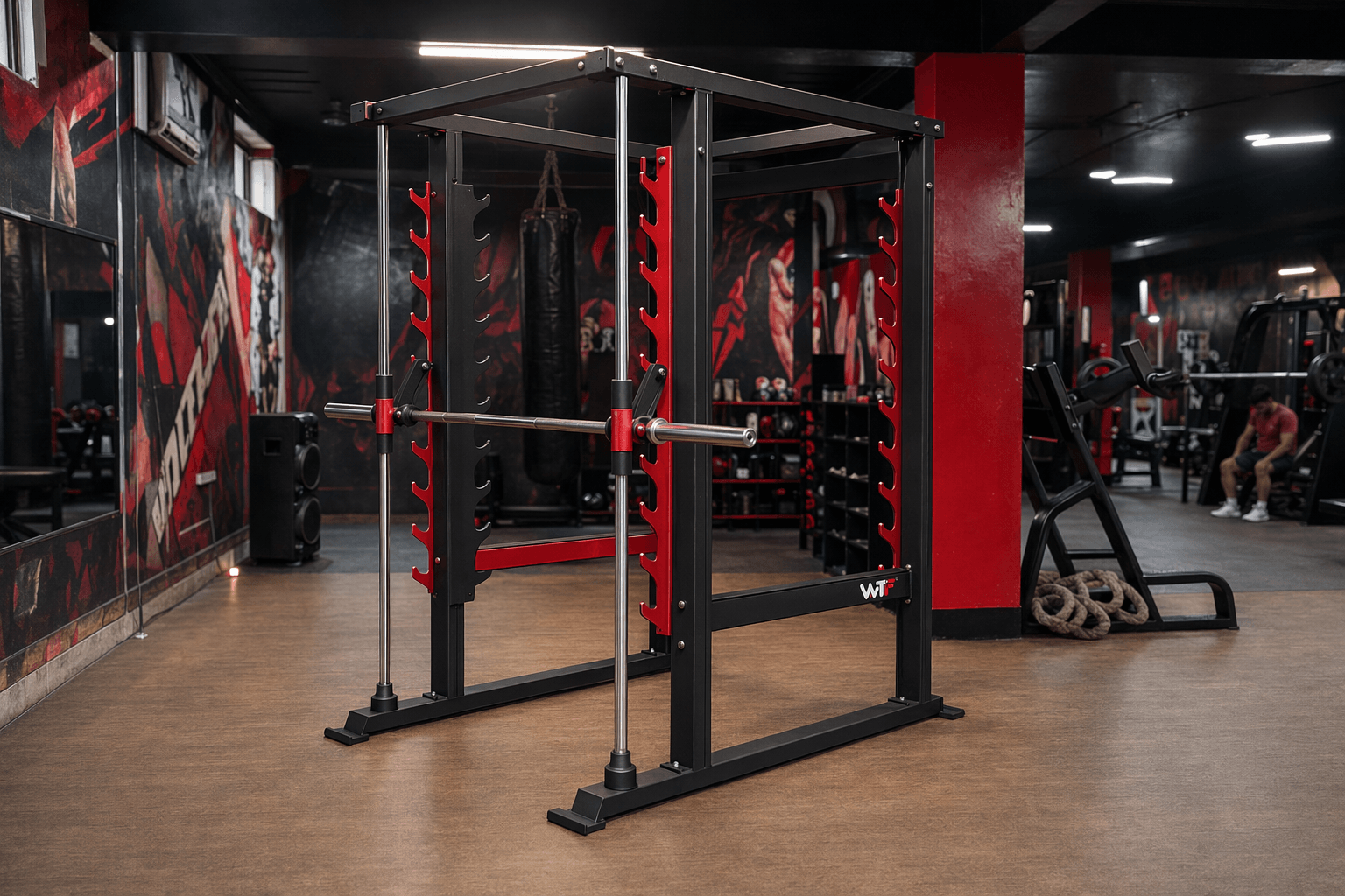 Power Rack + Smith deployed in a WTF gym
