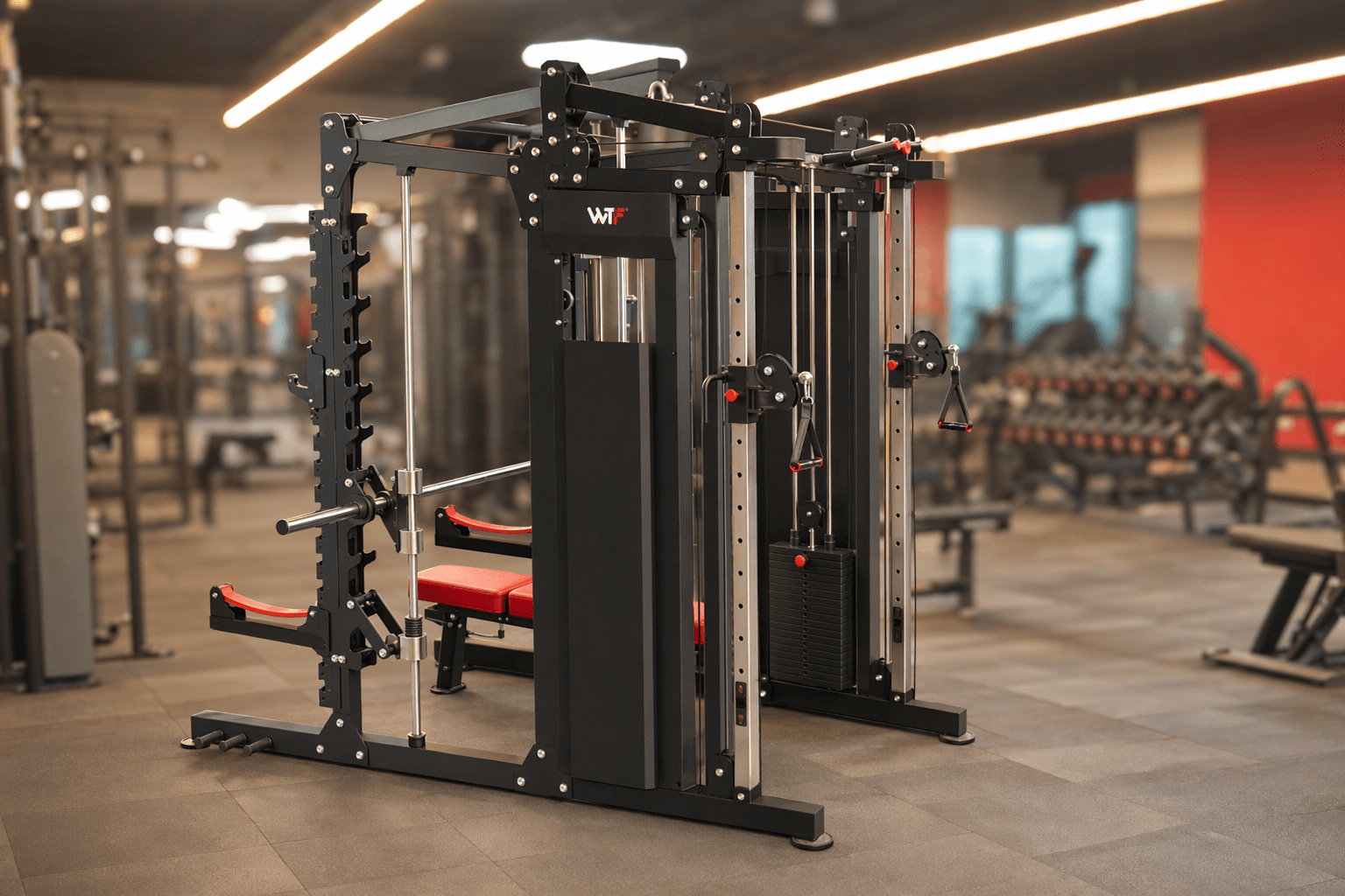 WTF machines deployed in a real WTF gym — real WTF gym floor