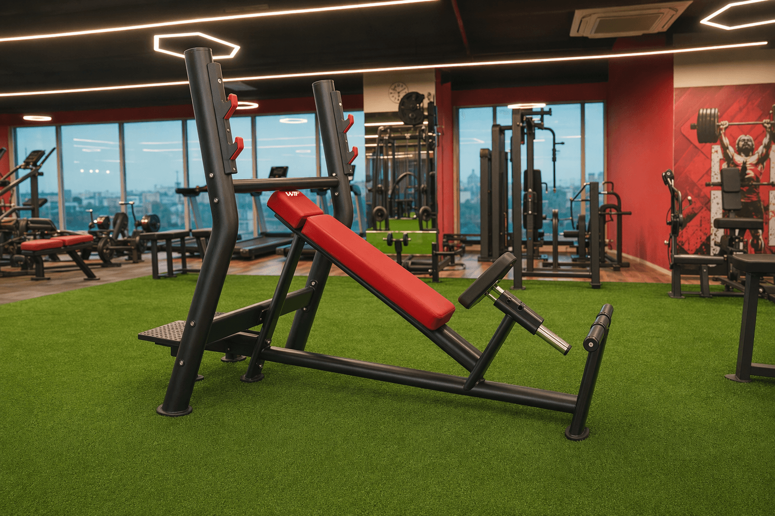 Olympic Incline Bench deployed in a WTF gym