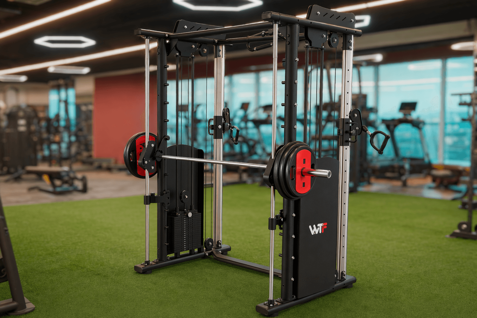 WTF machines deployed in a real WTF gym — real WTF gym floor