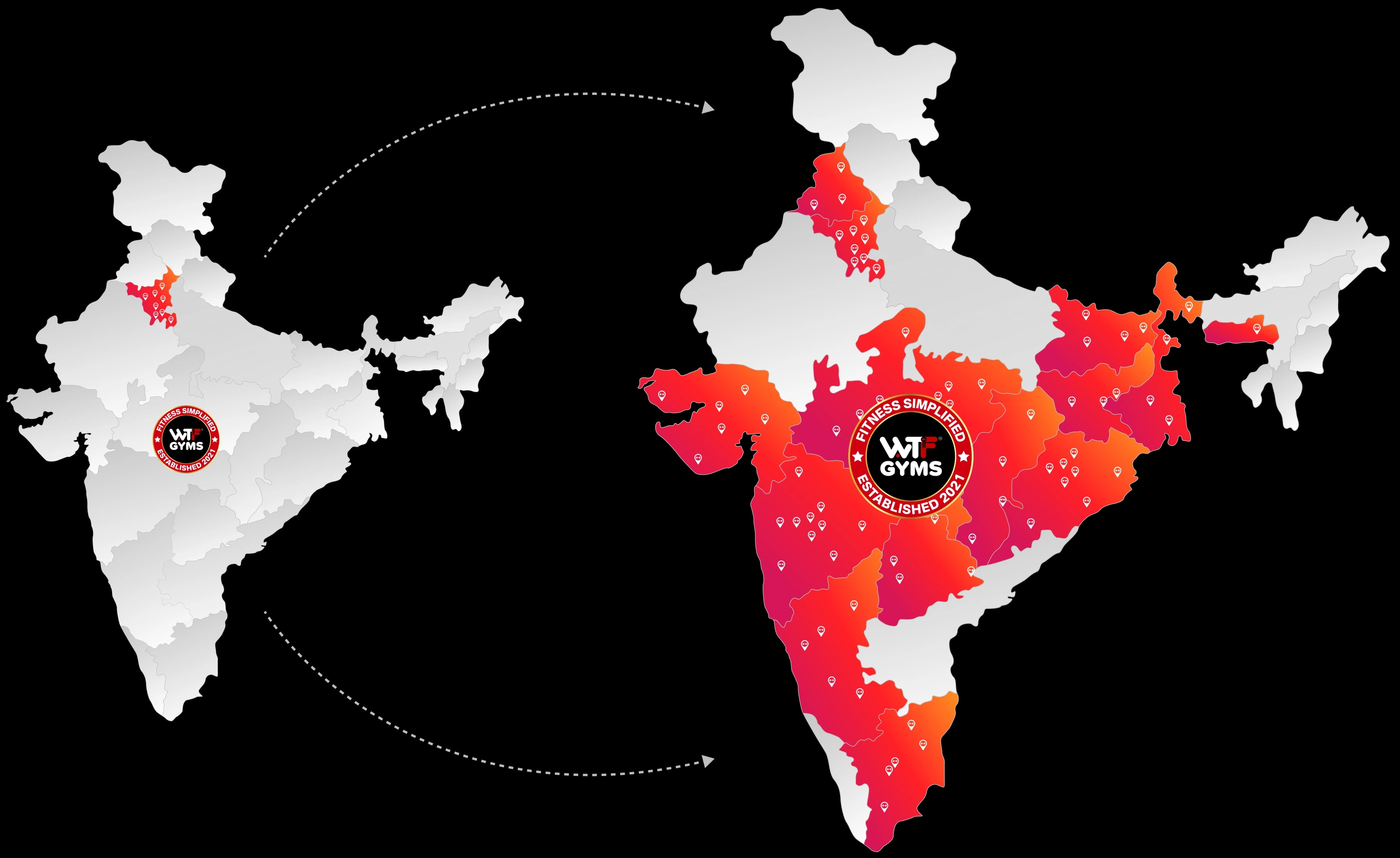 Map of India showing WTF Equipment's delivery and installation footprint
