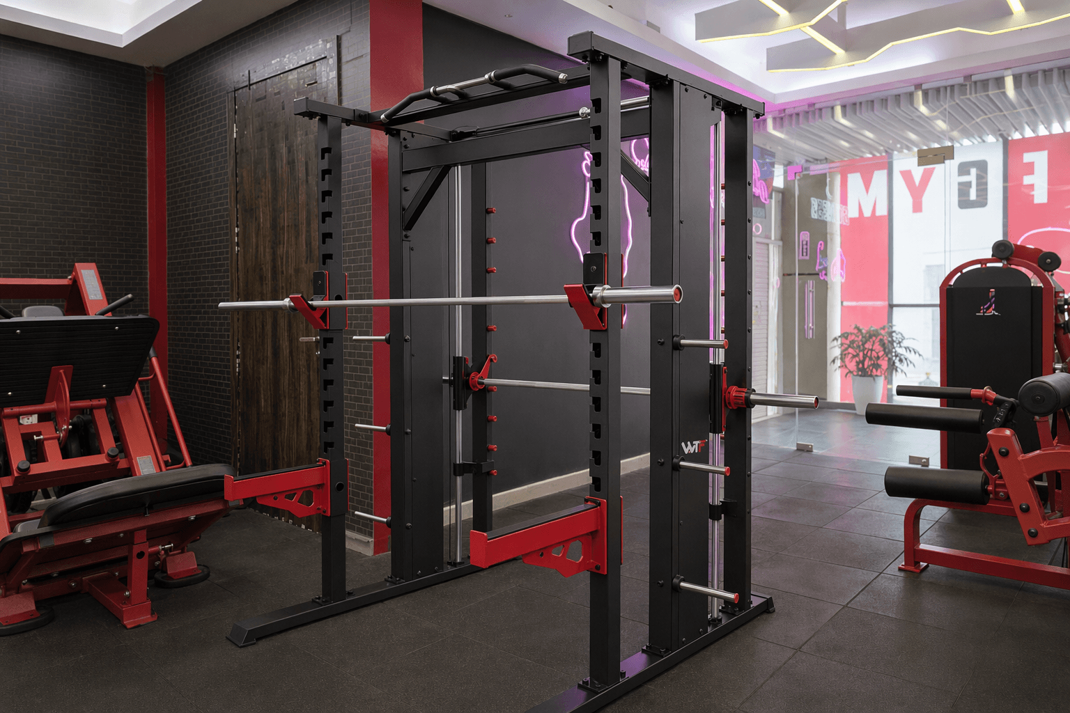 Smith Machine with Rack (Counter Balance) (WTF-JN2063B) deployed inside a WTF gym